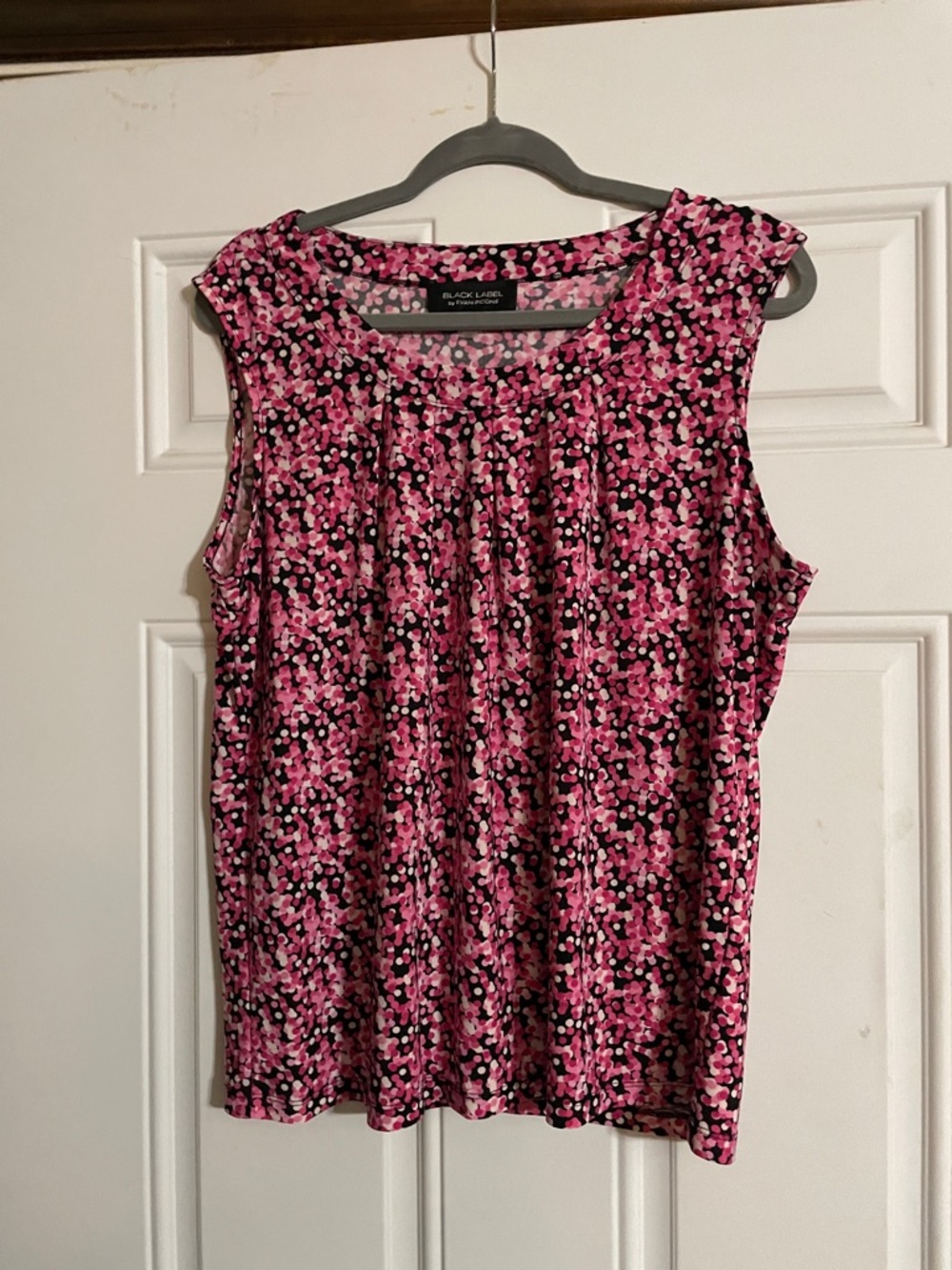 Black Label Pink and Black Floral-Print Sleeveless Tank
